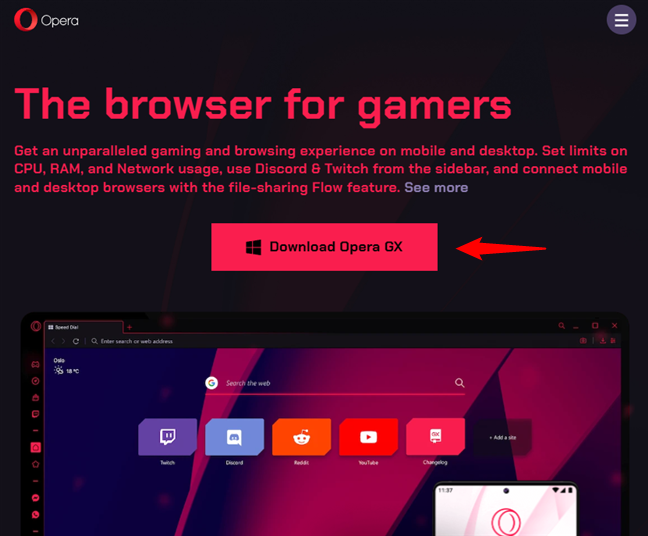 Opera GX GAMING BROWSER, Opera for Laptop/PC/Computers