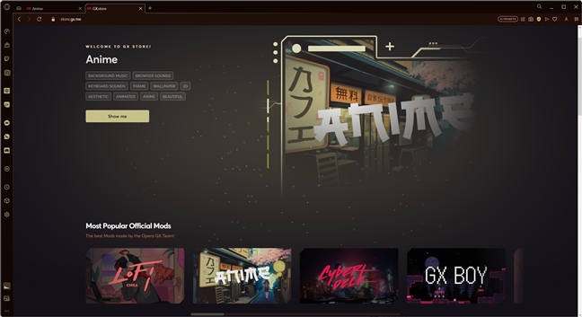 Apply the Anime mod to Opera GX
