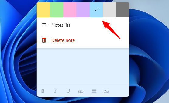 Changing the color of a note