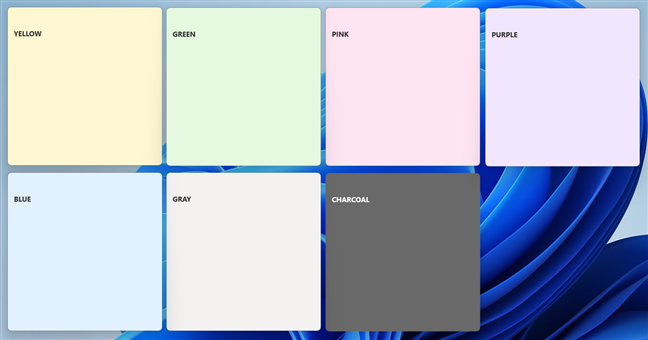 Colors available in Sticky Notes