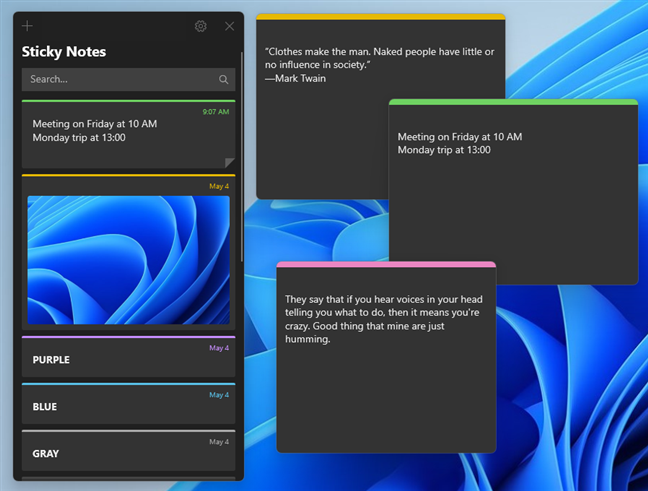 Sticky Notes in dark mode