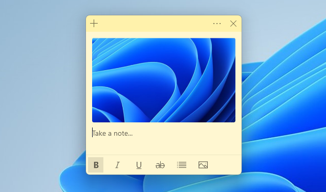 An image added to Sticky Notes