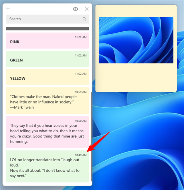 Closed notes continue to show in the main Sticky Notes window