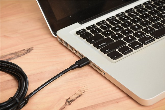 USB port on a laptop (used for charging)