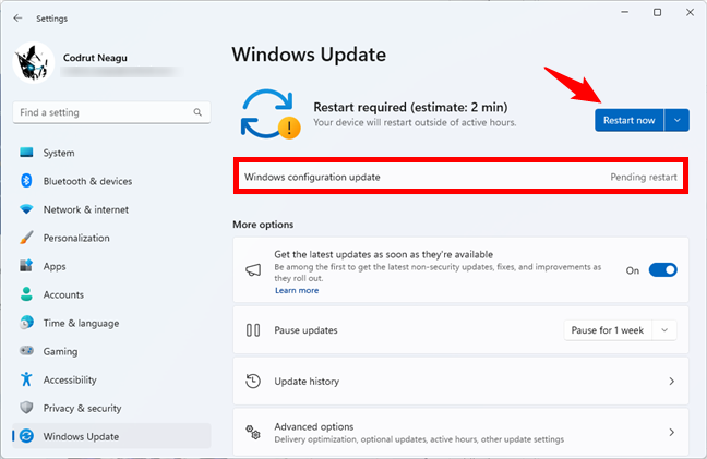 Install the Windows configuration update