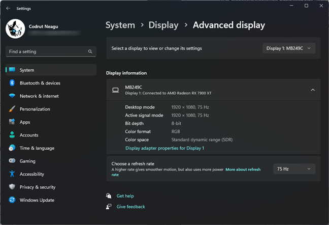 1080p resolution & 75 Hz refresh rate