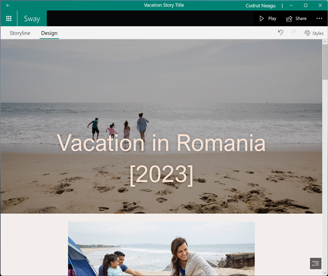 Sway example - Vacation story
