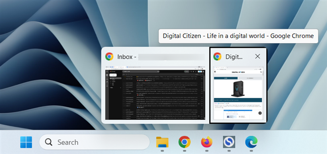 Press Windows + 2 twice to restore the second open Chrome window