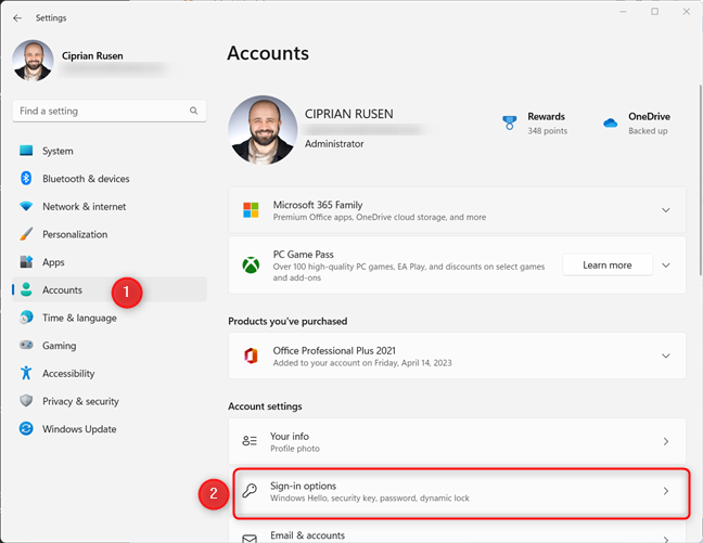In Windows 11, open Settings and go to Accounts > Sign-in options