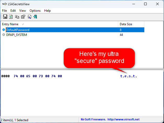 LSASecretsView can read your password