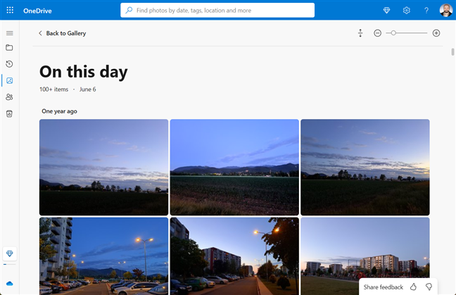 The On this day album created by OneDrive