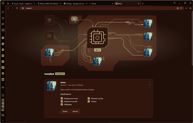 Using Opera GX with the Anime mod