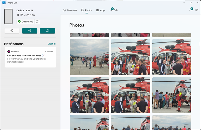 View Photos from Android on Windows, with the Phone Link app