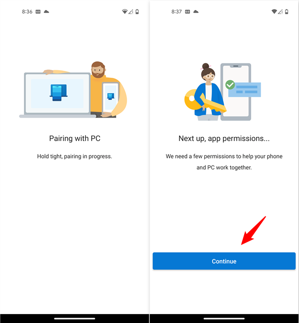 Pairing the Android phone with the Windows PC