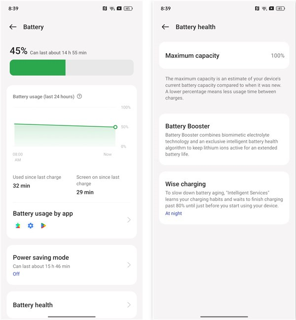 Details about the smartphone's battery