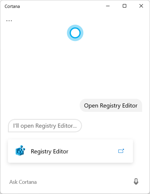 Cortana can open Registry Editor for you