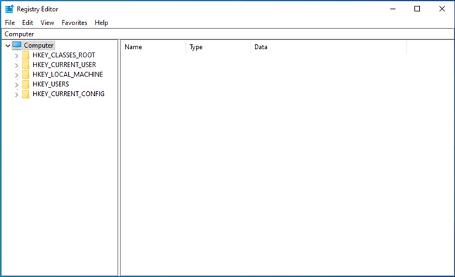 The Registry Editor in Windows 10