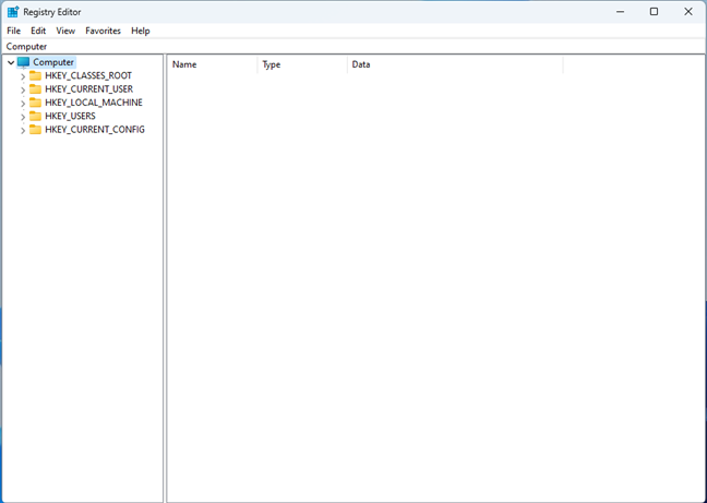 The Registry Editor in Windows 11