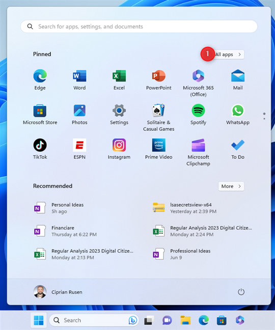 Open the Windows 11 Start Menu and go to All apps