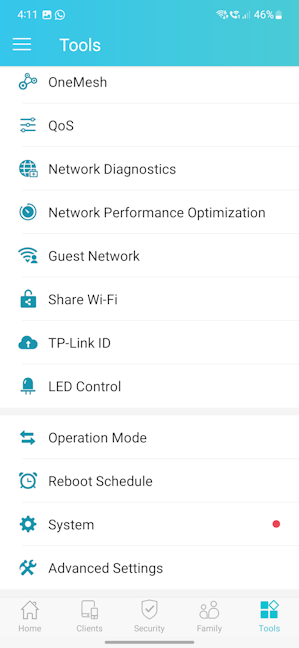 Some of the tools in the Tether app