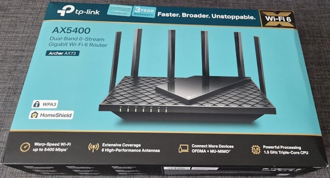 The packaging used for TP-Link Archer AX73