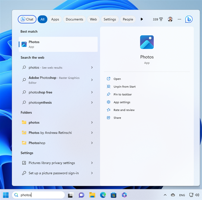 Search for photos in Windows 11