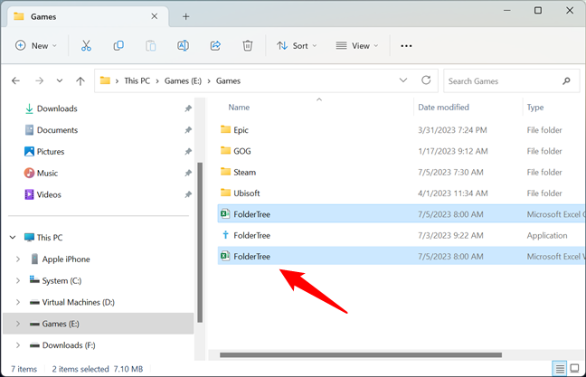 FolderTree outputs the directory tree in Excel and inside a CSV file