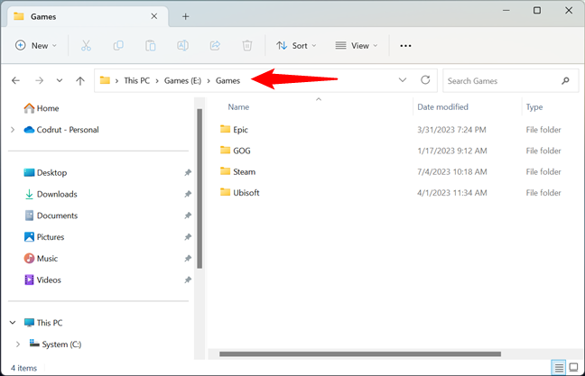 Using File Explorer to get to the folder