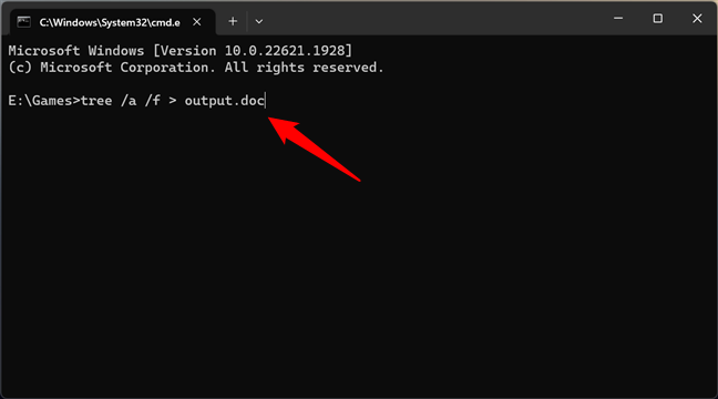 Running the tree command to get the folder structure