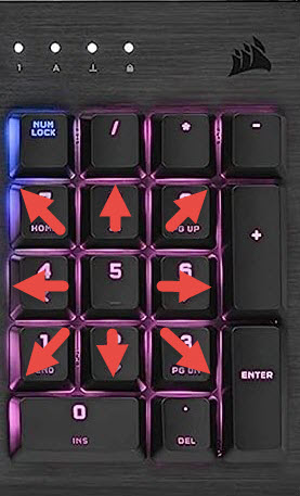 Moving the mouse pointer with the numpad
