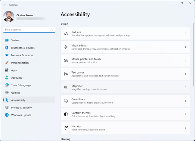 In Windows 11 Settings, go to Accessibility