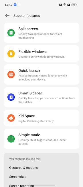 Some of the special features offered by realme 4.0 UI
