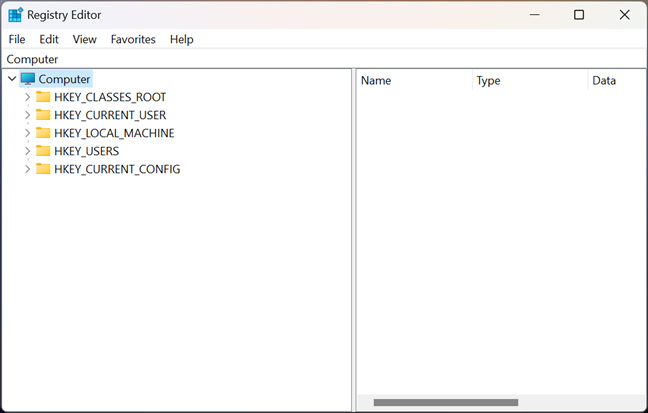 The Registry Editor in Windows 11