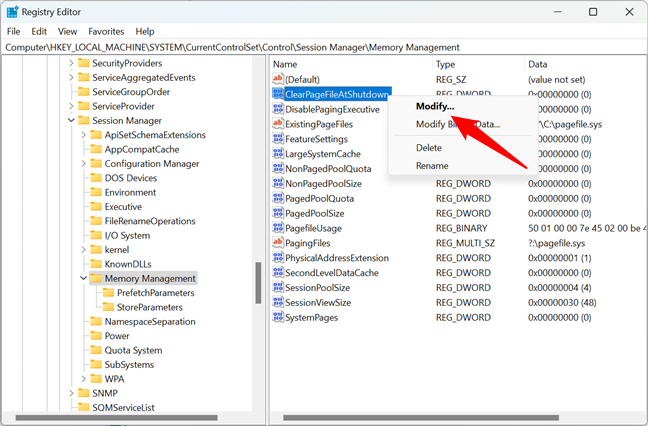 Modify a value in Windows Registry