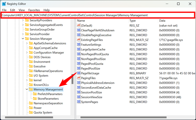 The address bar in Registry Editor