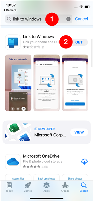 The Link to Windows app in the App Store