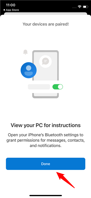 The iPhone and the Windows 11 PC are paired
