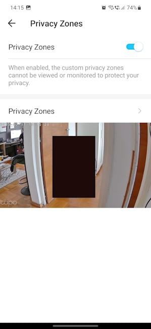 Setting privacy zones is easy