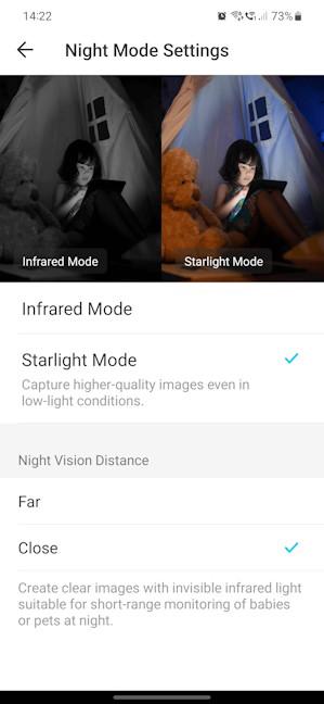 Here are all the Night Mode settings