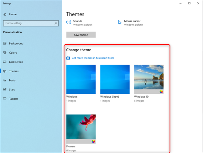 Change the Windows 10 theme