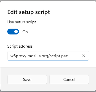 Enter the proxy setup script