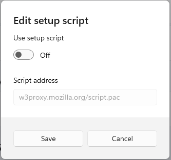 Turn off the proxy setup script