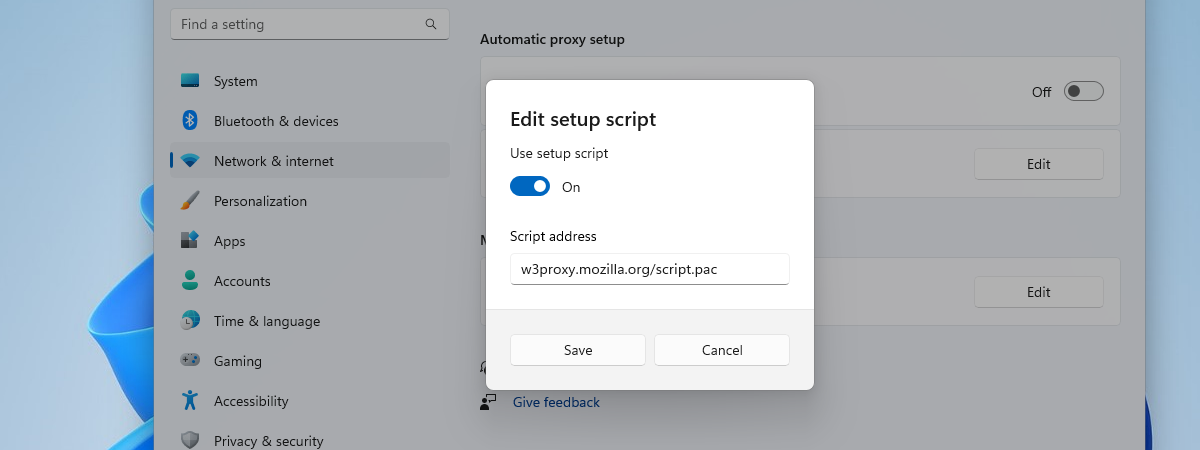 Proxy settings in Windows 11