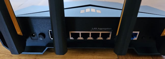 The ports are on the back of the router