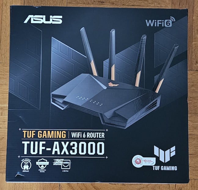The packaging for ASUS TUF Gaming AX3000 V2