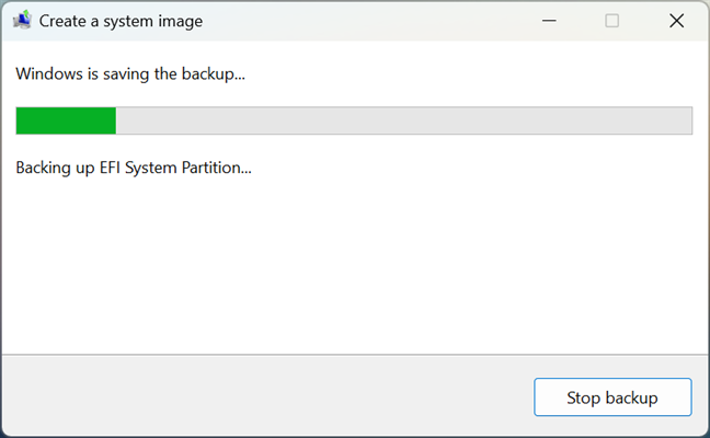 Windows is creating the system image
