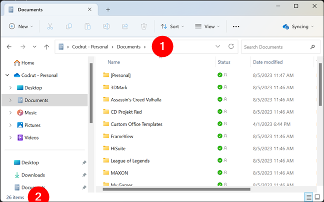 Using File Explorer to count the files and subfolders in a folder