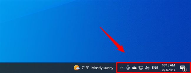The system tray icons in Windows 10