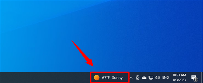 The Widgets taskbar button in Windows 10