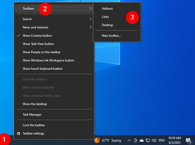 Adding Toolbars to the Windows 10 taskbar